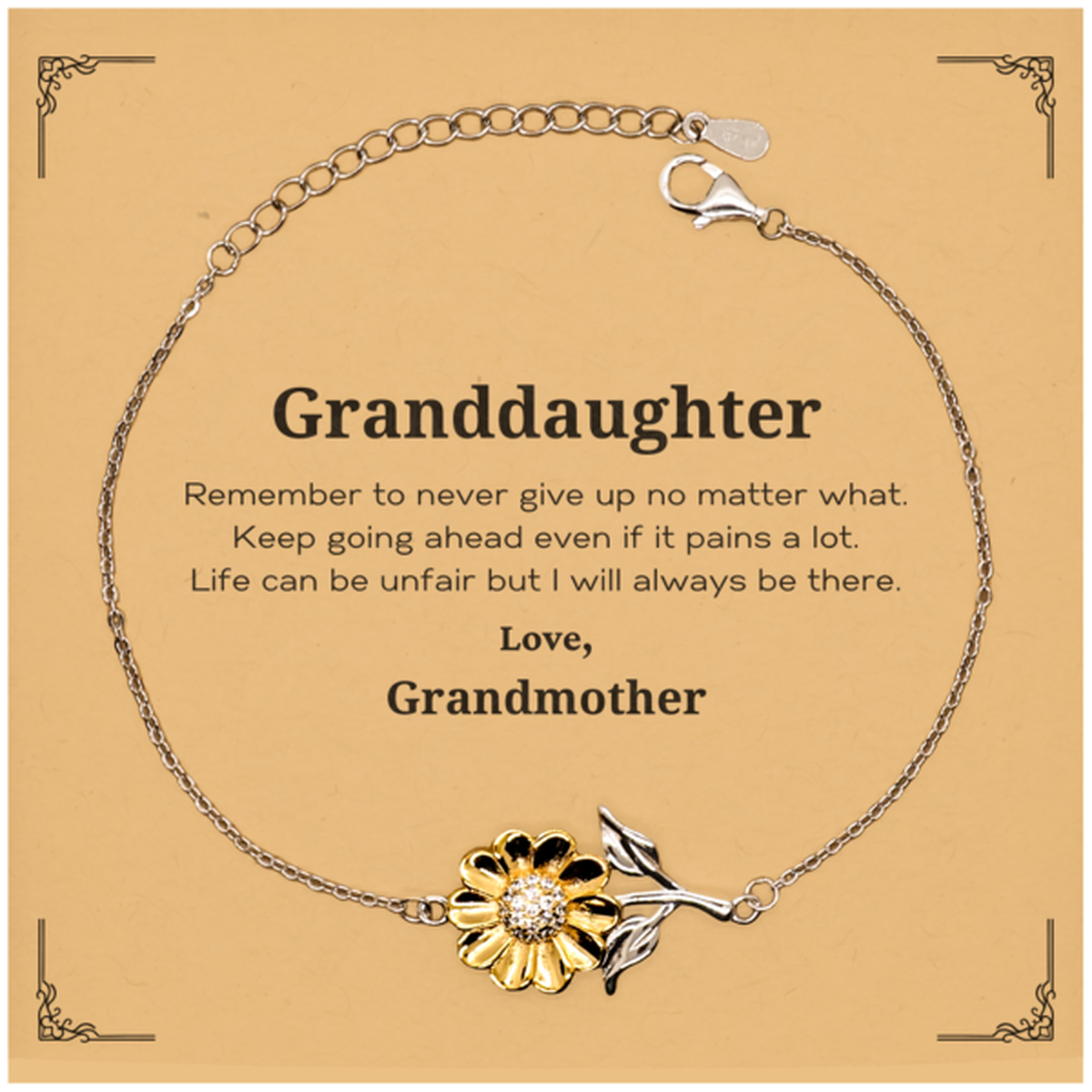 Sterling silver sunflower bracelet for granddaughter, motivational gift, 18k gold plated jewelry.