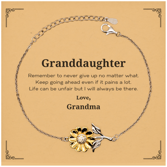 Inspirational sunflower bracelet for granddaughter, gold plated sterling silver motivational gift.