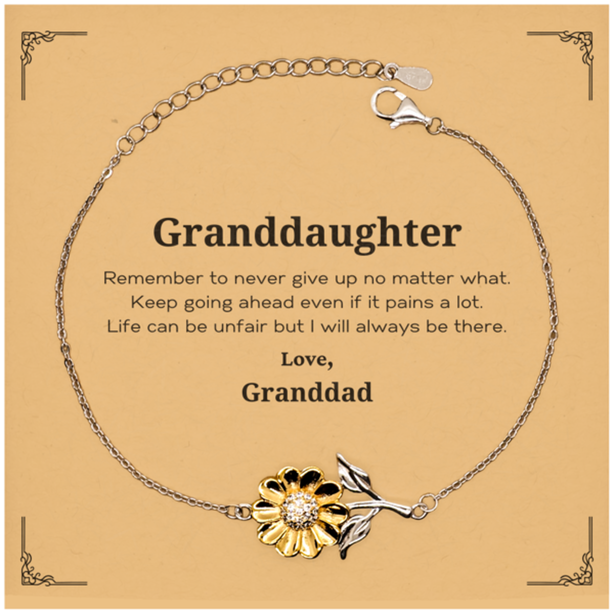 granddaughter motivational gifts from granddad remember to never give up no matter what inspirational birthday sunflower bracelet for granddaughter