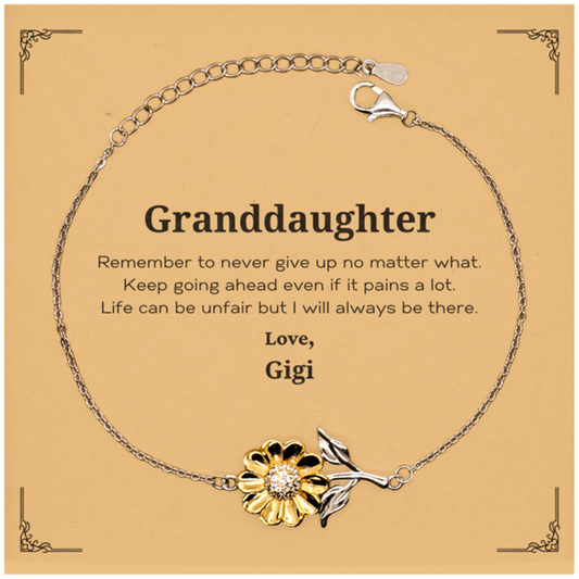 Inspirational sunflower bracelet for granddaughter, 18k gold plated sterling silver gift.