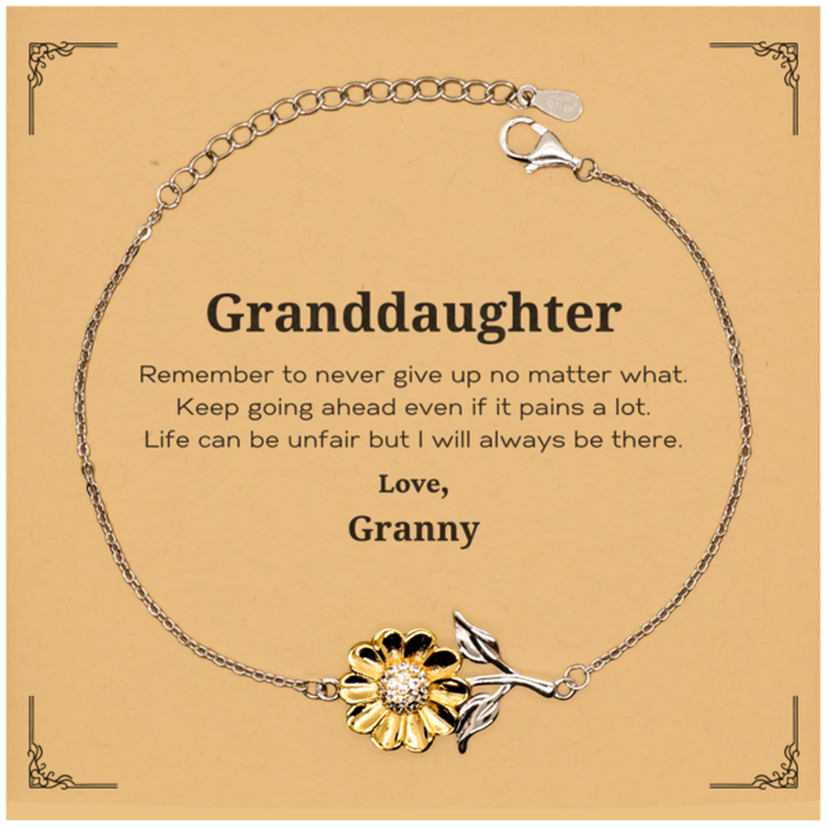 granddaughter motivational gifts from granny remember to never give up no matter what inspirational birthday sunflower bracelet for granddaughter
