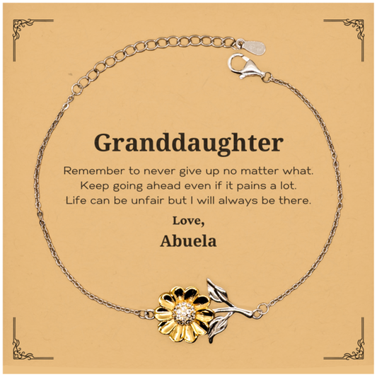 granddaughter motivational gifts from abuela remember to never give up no matter what inspirational birthday sunflower bracelet for granddaughter