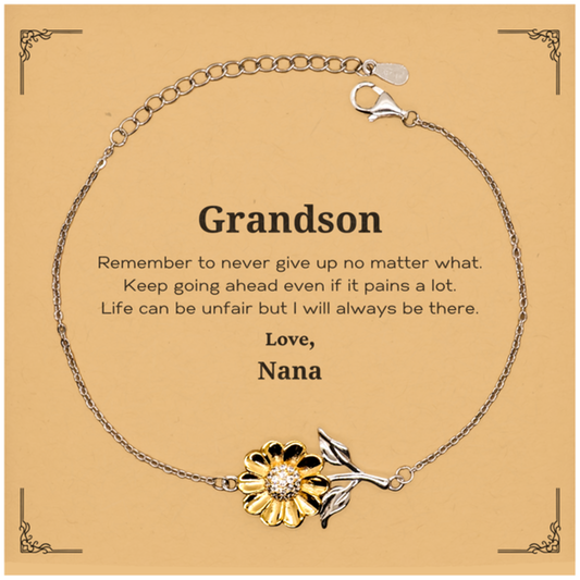 grandson motivational gifts from nana remember to never give up no matter what inspirational birthday sunflower bracelet for grandson