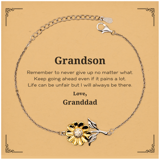 grandson motivational gifts from granddad remember to never give up no matter what inspirational birthday sunflower bracelet for grandson