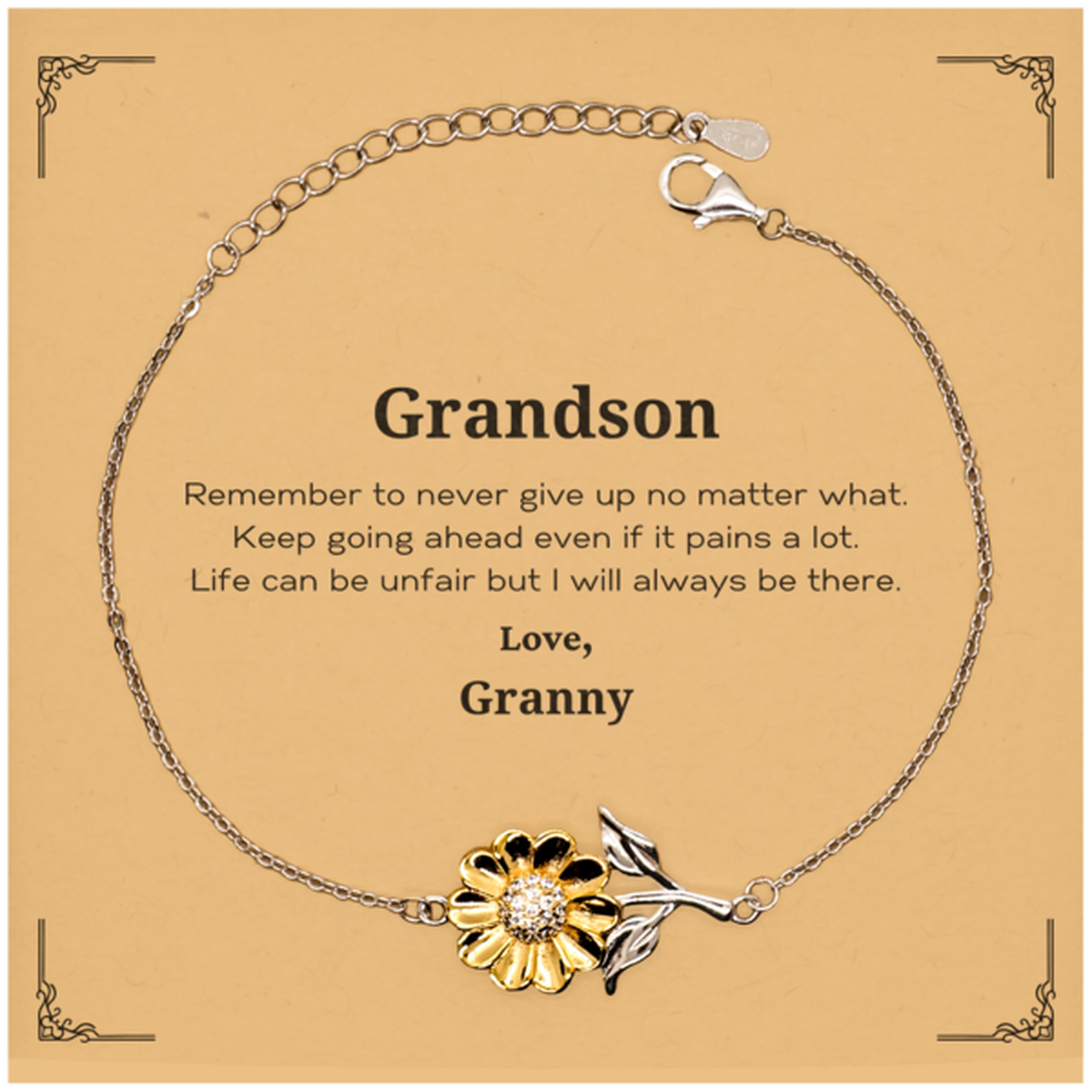 grandson motivational gifts from granny remember to never give up no matter what inspirational birthday sunflower bracelet for grandson