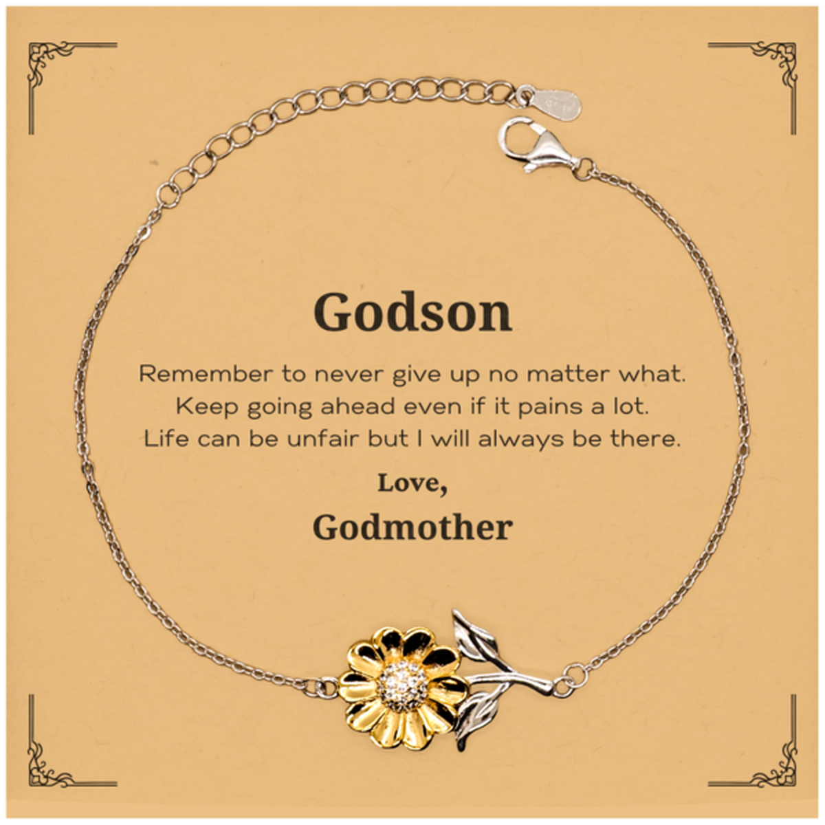 godson motivational gifts from godmother remember to never give up no matter what inspirational birthday sunflower bracelet for godson