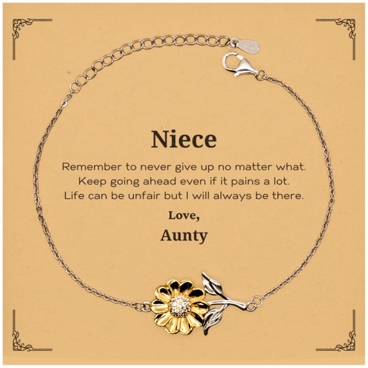 niece motivational gifts from aunty remember to never give up no matter what inspirational birthday sunflower bracelet for niece