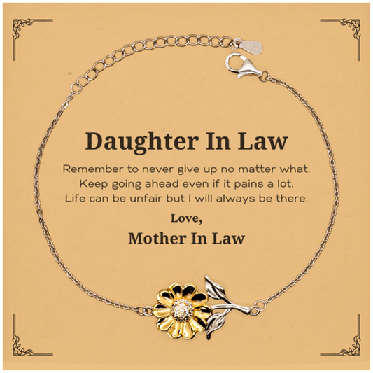 daughter in law motivational gifts from mother in law remember to never give up no matter what inspirational birthday sunflower bracelet for daughter in law