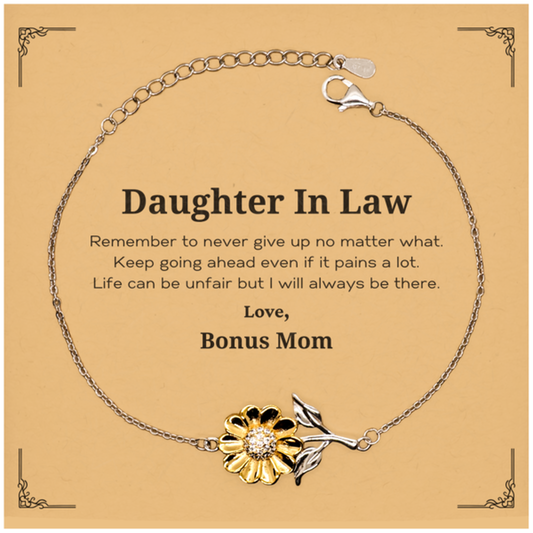 daughter in law motivational gifts from bonus mom remember to never give up no matter what inspirational birthday sunflower bracelet for daughter in law 1