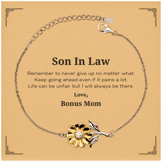 son in law motivational gifts from bonus mom remember to never give up no matter what inspirational birthday sunflower bracelet for son in law