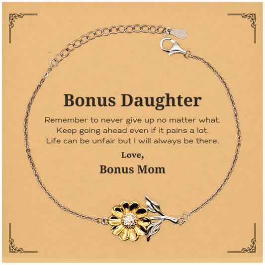 bonus daughter motivational gifts from bonus mom remember to never give up no matter what inspirational birthday sunflower bracelet for bonus daughter