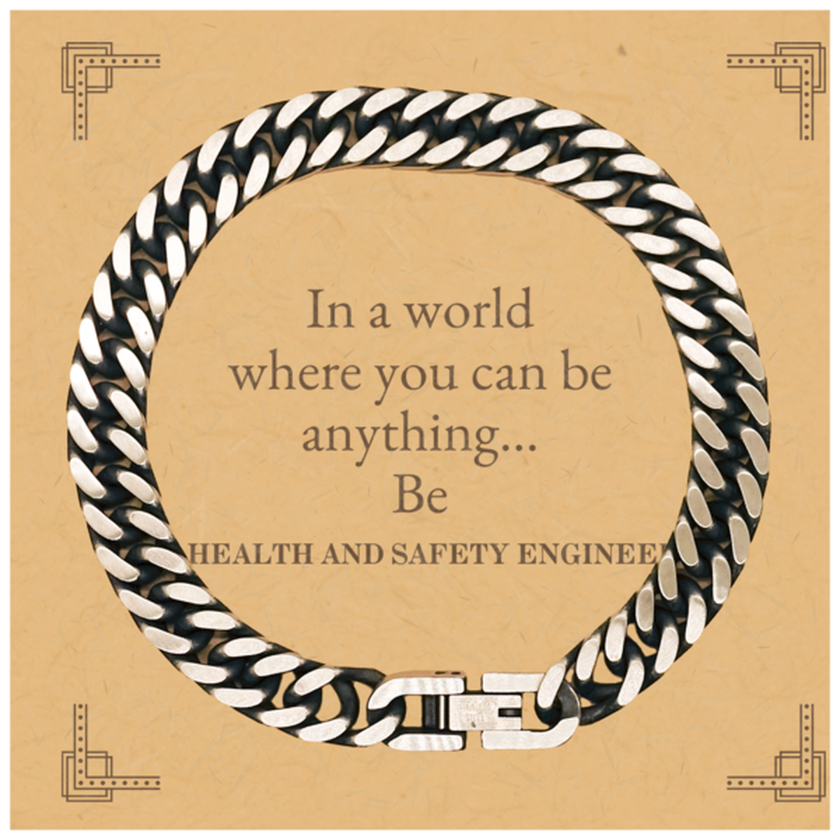 gifts for health and safety engineer in a world where you can be anything appreciation birthday cuban link chain bracelet for men women friends coworkers