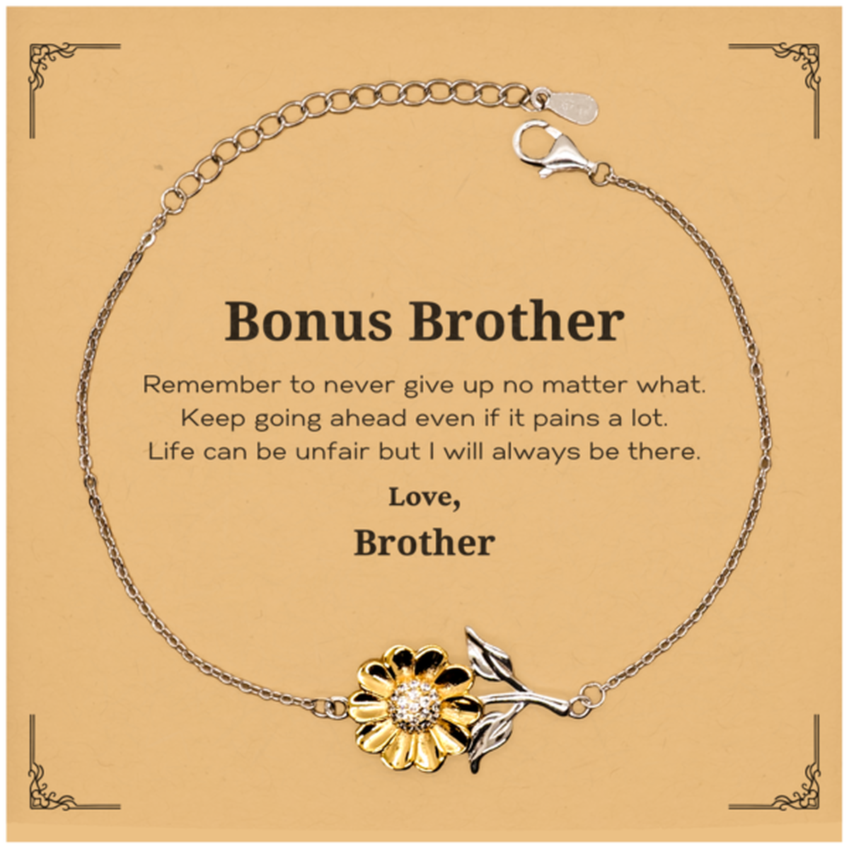 bonus brother motivational gifts from brother remember to never give up no matter what inspirational birthday sunflower bracelet for bonus brother