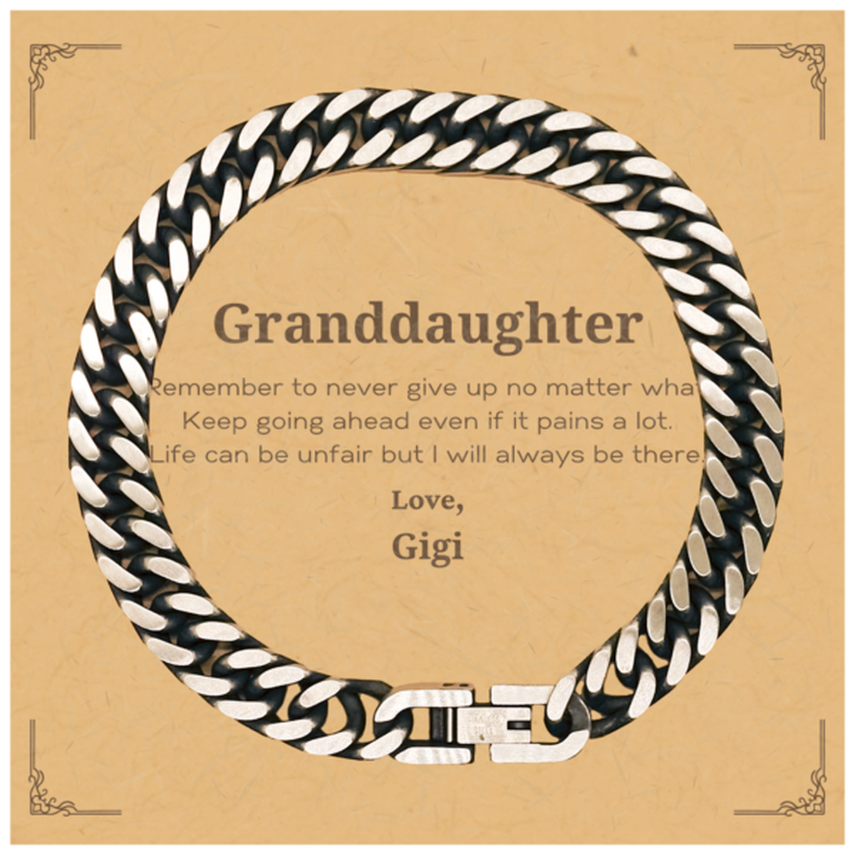 granddaughter motivational gifts from gigi remember to never give up no matter what inspirational birthday cuban link chain bracelet for granddaughter