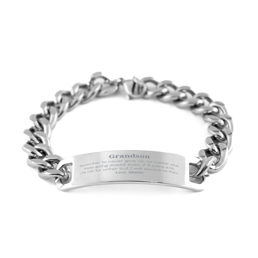 grandson motivational gifts from abuelo remember to never give up no matter what inspirational birthday cuban chain stainless steel bracelet for grandson