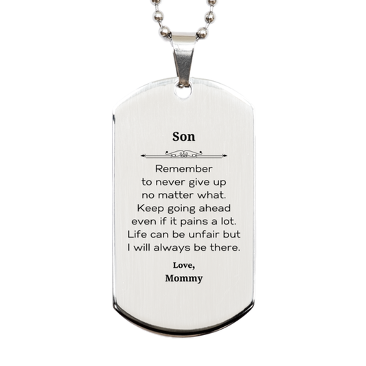 son motivational gifts from mommy remember to never give up no matter what inspirational birthday silver dog tag for son