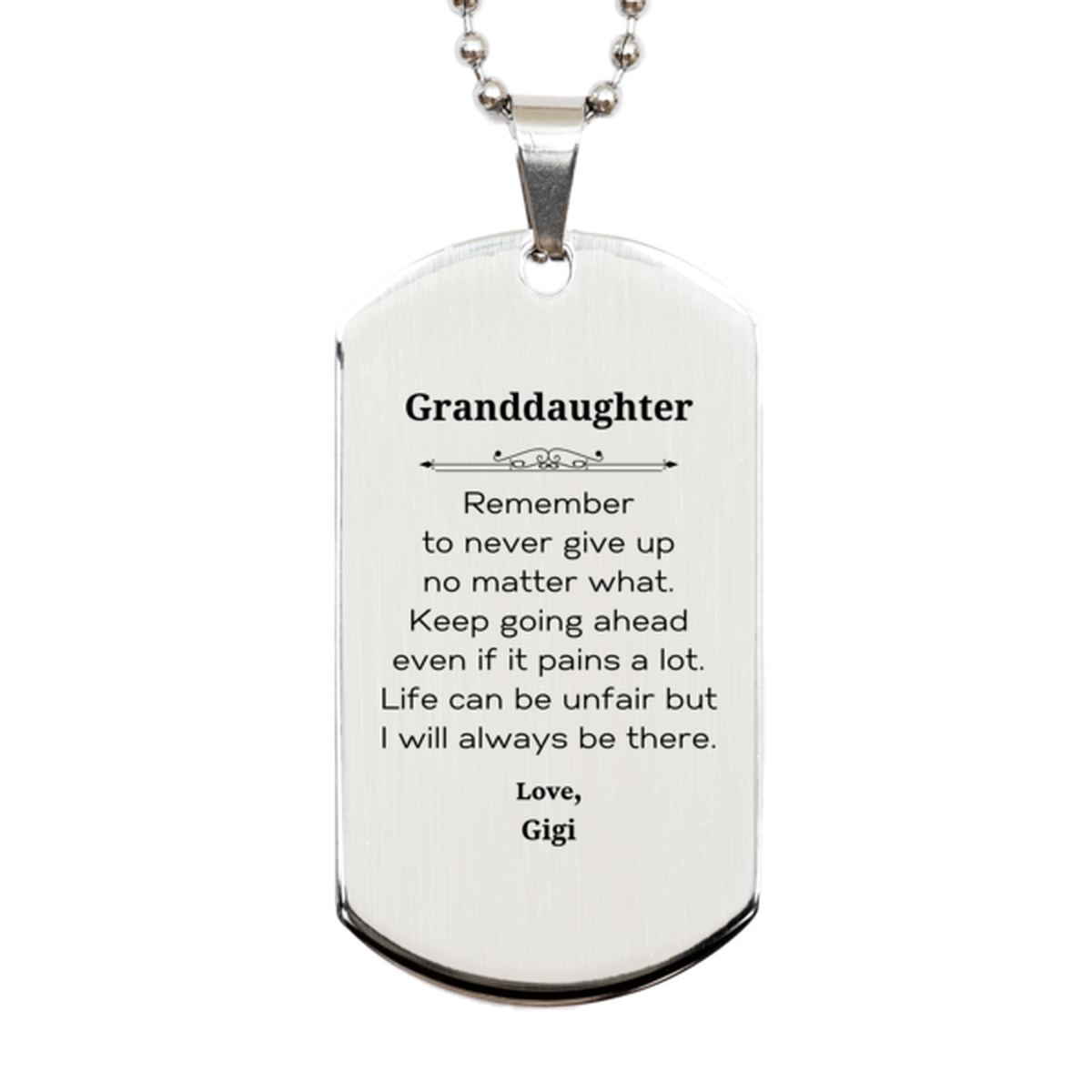 granddaughter motivational gifts from gigi remember to never give up no matter what inspirational birthday silver dog tag for granddaughter
