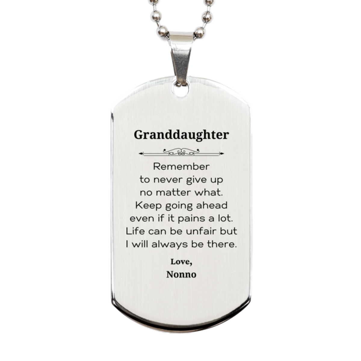 granddaughter motivational gifts from nonno remember to never give up no matter what inspirational birthday silver dog tag for granddaughter