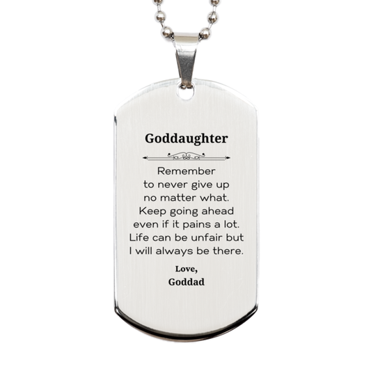 Goddaughter motivational dog tag necklace gift in silver stainless steel (Image 1)