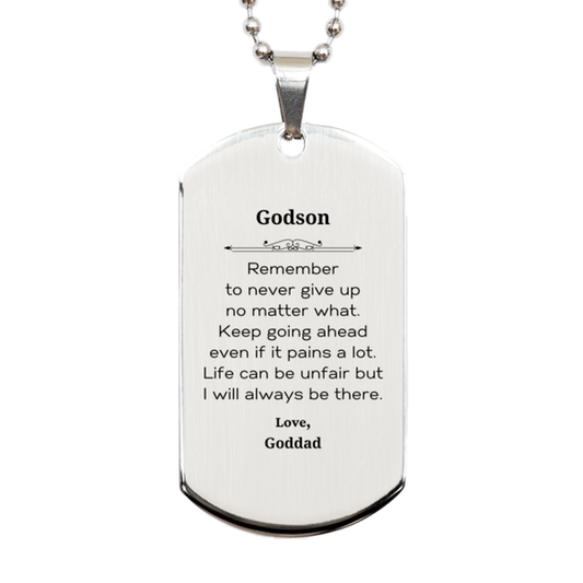 godson motivational gifts from goddad remember to never give up no matter what inspirational birthday silver dog tag for godson