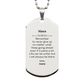 Inspirational silver dog tag necklace gift for niece, engraved with motivational message.