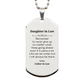 Engraved silver dog tag necklace gift for daughter in law, motivational stainless steel jewelry.