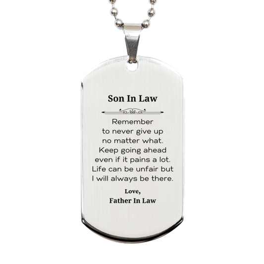 son in law motivational gifts from father in law remember to never give up no matter what inspirational birthday silver dog tag for son in law