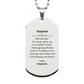 Inspirational silver dog tag necklace gift for Stepson, engraved stainless steel keepsake.