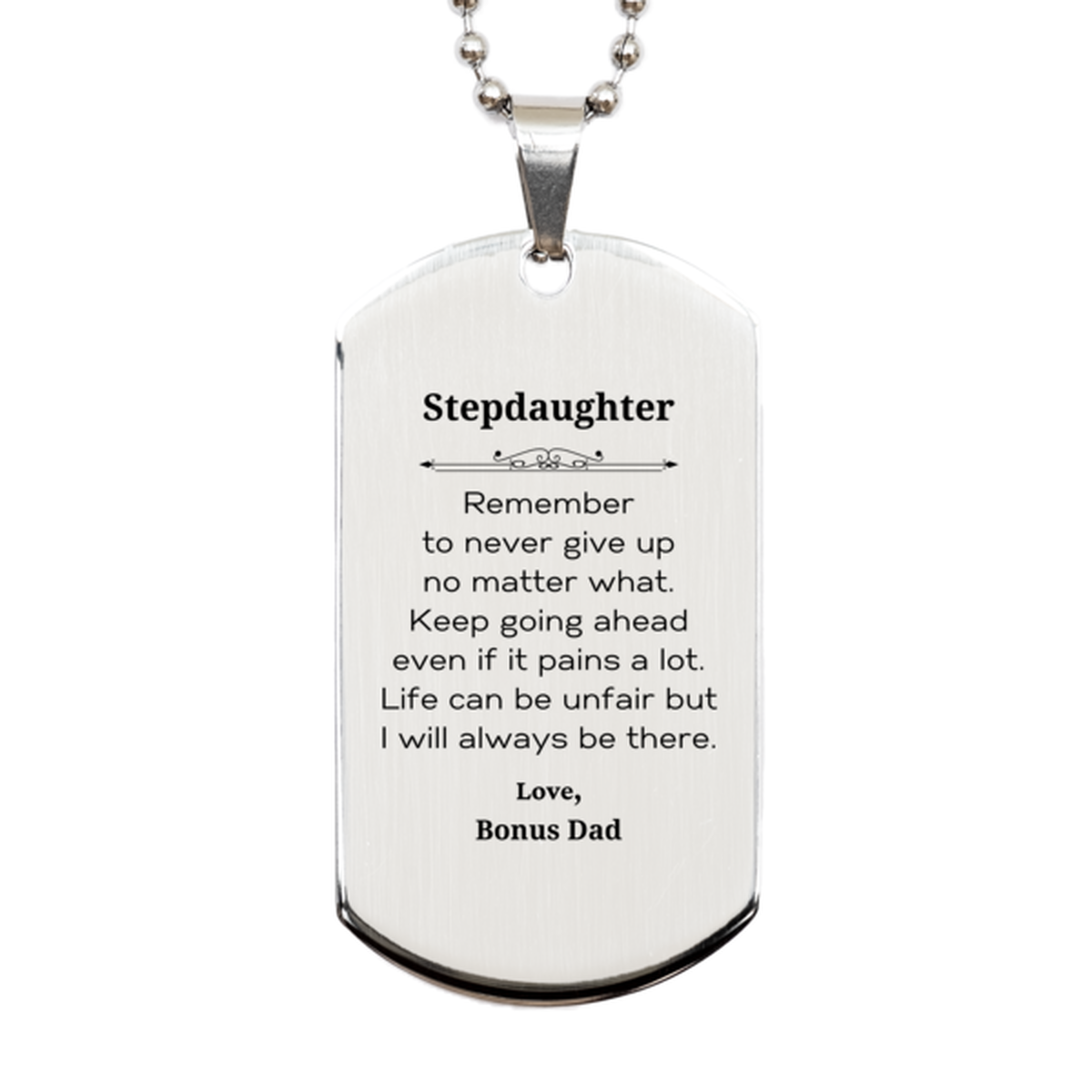 Stepdaughter motivational dog tag necklace gift (Image 1) - Stainless steel keepsake for her.