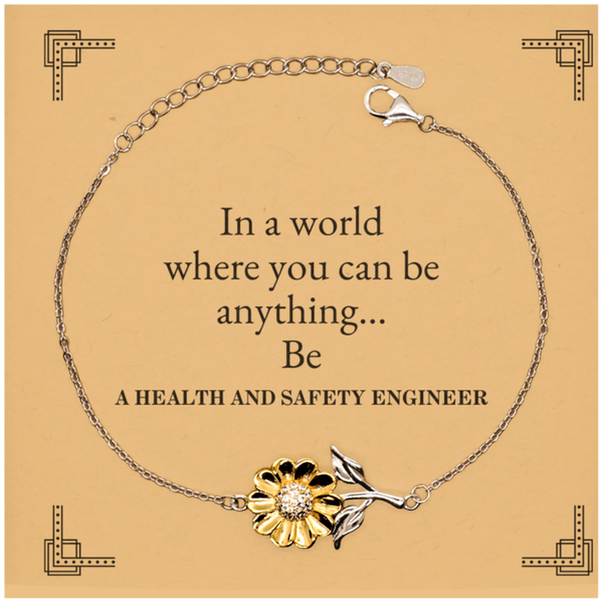 gifts for health and safety engineer in a world where you can be anything appreciation birthday sunflower bracelet for men women friends coworkers
