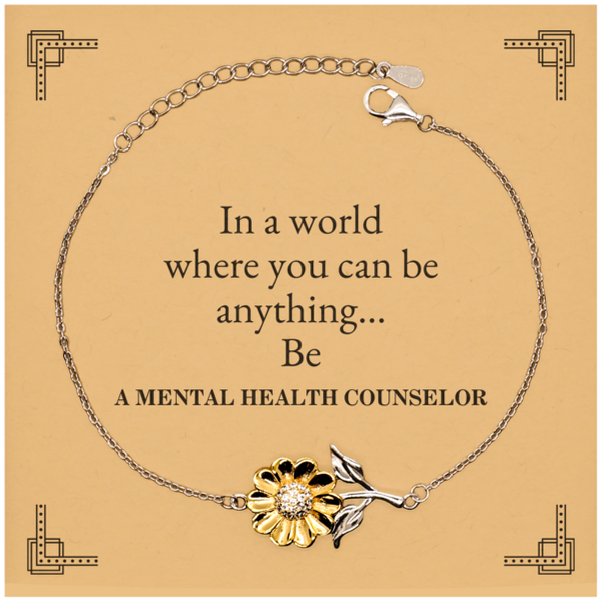 gifts for mental health counselor in a world where you can be anything appreciation birthday sunflower bracelet for men women friends coworkers