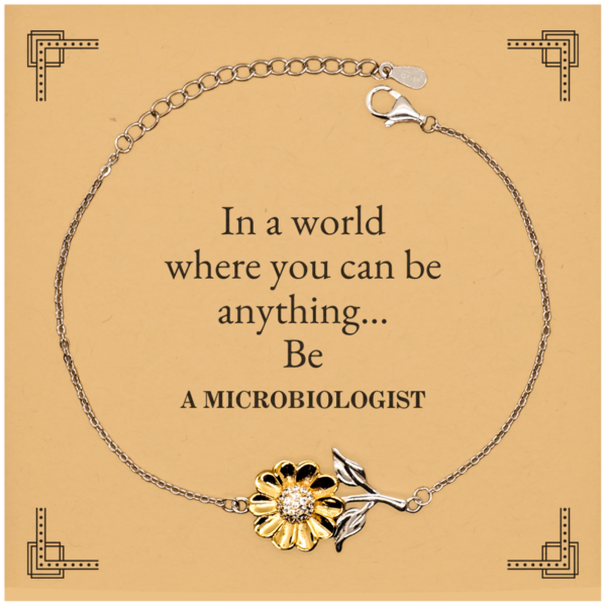 gifts for microbiologist in a world where you can be anything appreciation birthday sunflower bracelet for men women friends coworkers