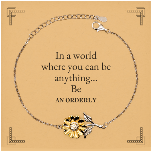 gifts for orderly in a world where you can be anything appreciation birthday sunflower bracelet for men women friends coworkers