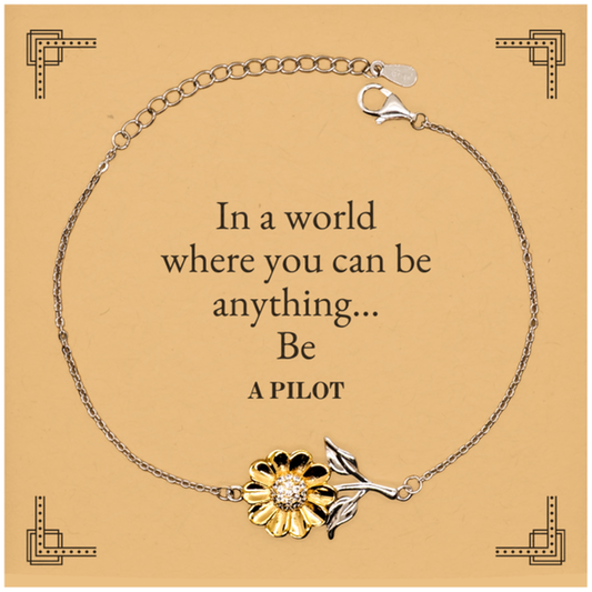 gifts for pilot in a world where you can be anything appreciation birthday sunflower bracelet for men women friends coworkers