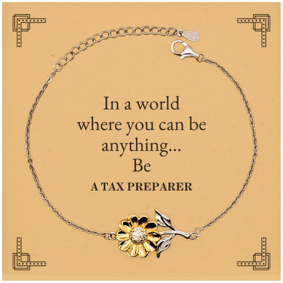 gifts for tax preparer in a world where you can be anything appreciation birthday sunflower bracelet for men women friends coworkers