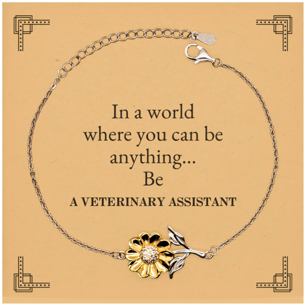 gifts for veterinary assistant in a world where you can be anything appreciation birthday sunflower bracelet for men women friends coworkers